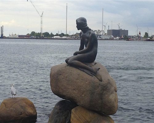 Statue of the Little Mermaid in Copenhagen Denmark's harbor