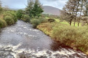 Photo of Irish stream with mountains in the background